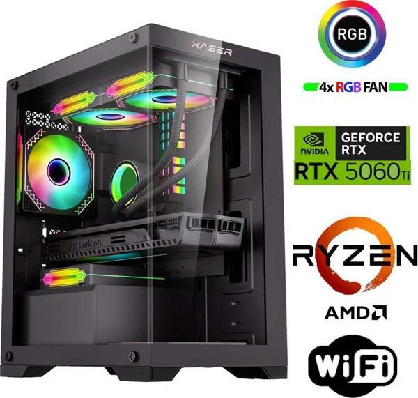 Xaser SovaX20 Ryzen 5 5600 32GB Ram 1TB M.2 NVMe SSD 16GB RTX5060Ti Masaüstü Oyuncu Bilgisayarı - Image 1