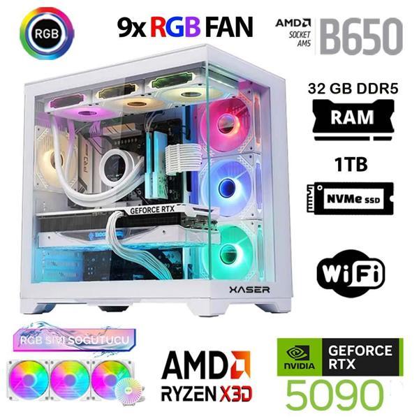 Xaser Lexus x840 Ryzen 7 7800X3D 32GB DDR5 Ram 1TB M.2 NVMe SSD 32GB RTX5090 Masaüstü Oyuncu Bilgisayarı - Image 1