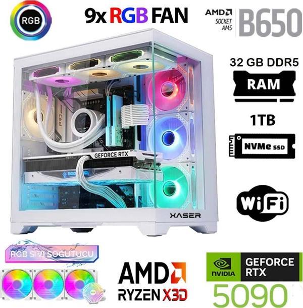 Xaser Lexus x840 Ryzen 7 7800X3D 32GB DDR5 Ram 1TB M.2 NVMe SSD 32GB RTX5090 Masaüstü Oyuncu Bilgisayarı - Image 1