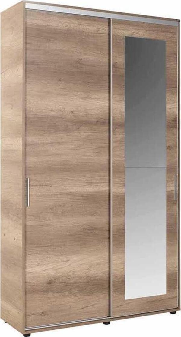 Adore Mobilya Antre Sürgülü Aynalı Portmanto - Açık Ceviz (tori) 120x212x40 Cm (gxyxd) - Image 1
