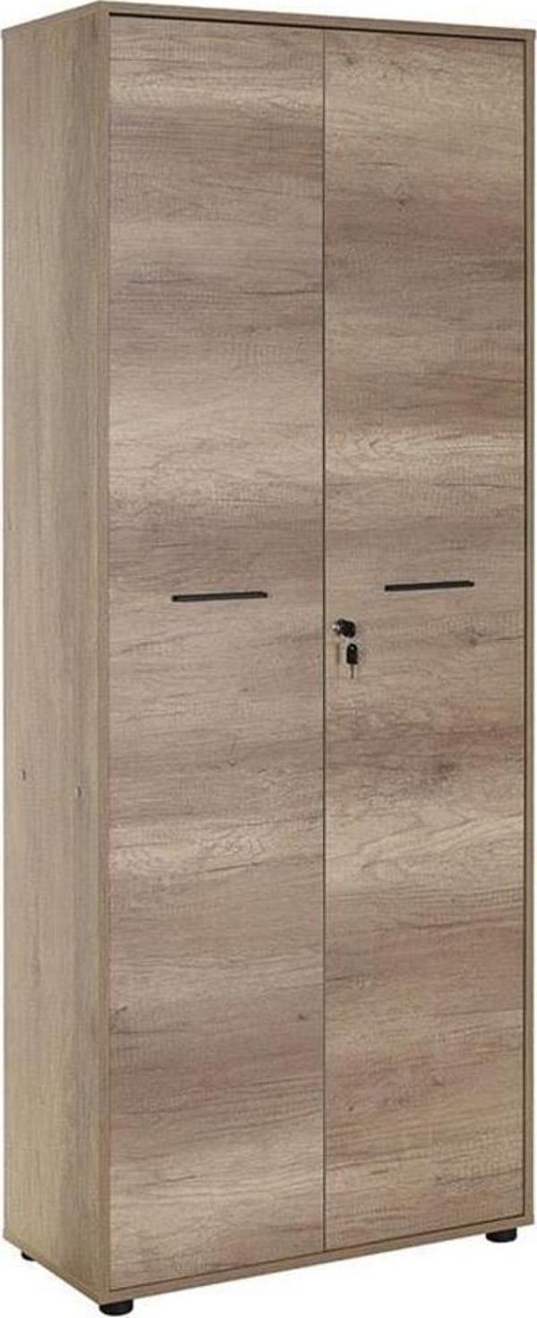 Adore Mobilya Newyork 5 Raflı Tam Kapaklı Kilitli Kitaplık -açık Ceviz(tori) 72x187x34 Cm (gxyxd) - Image 1