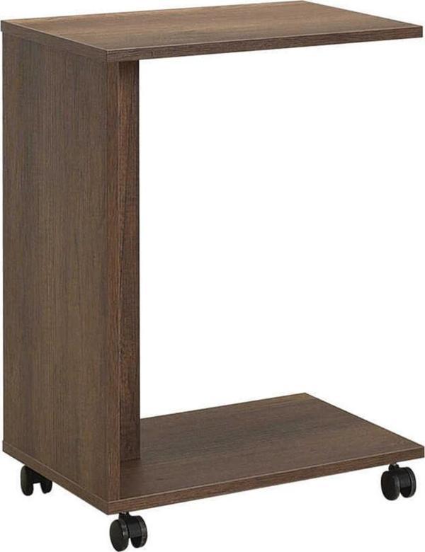 Adore Mobilya Çok Amaçlı Tekerlekli C Koltuk Sehpası-koyu Ceviz(osloceviz) 35x65x45 Cm (gxyxd) - Image 1