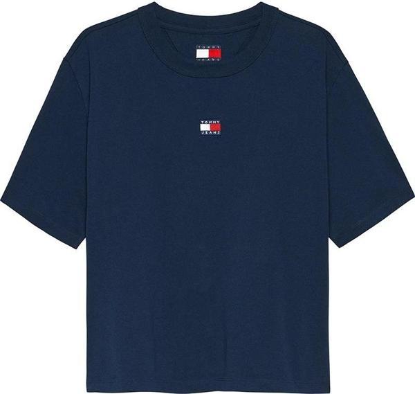 Tommy Jeans Kadın Bol Kesim Armalı Mavi T-shirt DW0DW22202C1G - Image 1