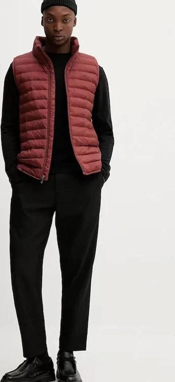 Calvin Klein Erkek Kolsuz Hafif Naylon Şişme Kahverengi Yelek LV04LC509G-VFK - Image 1