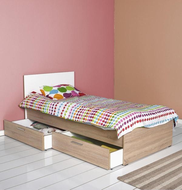Adore Mobilya Plus Çekmeceli Tek Kişilik Karyola KRY-792-SD-2 Sonoma-Diamond Beyaz - Image 1