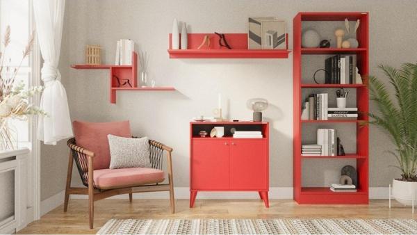 Adore Mobilya Plus Dekoratif Duvar Rafı - Kırmızı - Image 1