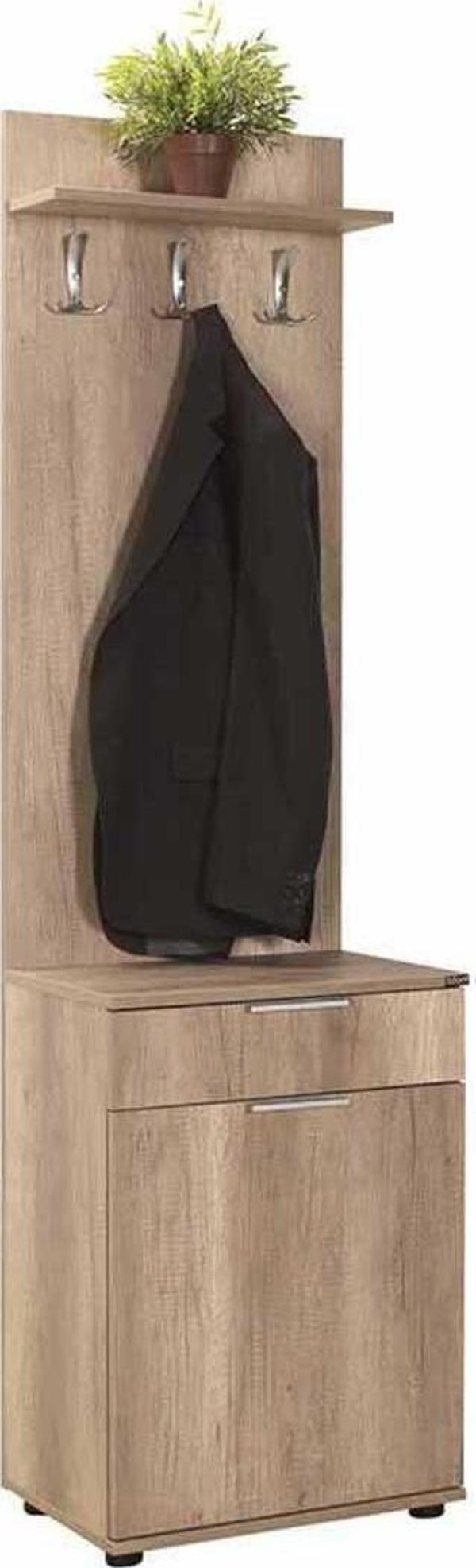 Adore Mobilya Porto Tek Kapaklı Çekmeceli Portmanto Ve Ayakkabılık-açık Ceviz(tori) 52x187x36 Cm (gxyxd) - Image 1