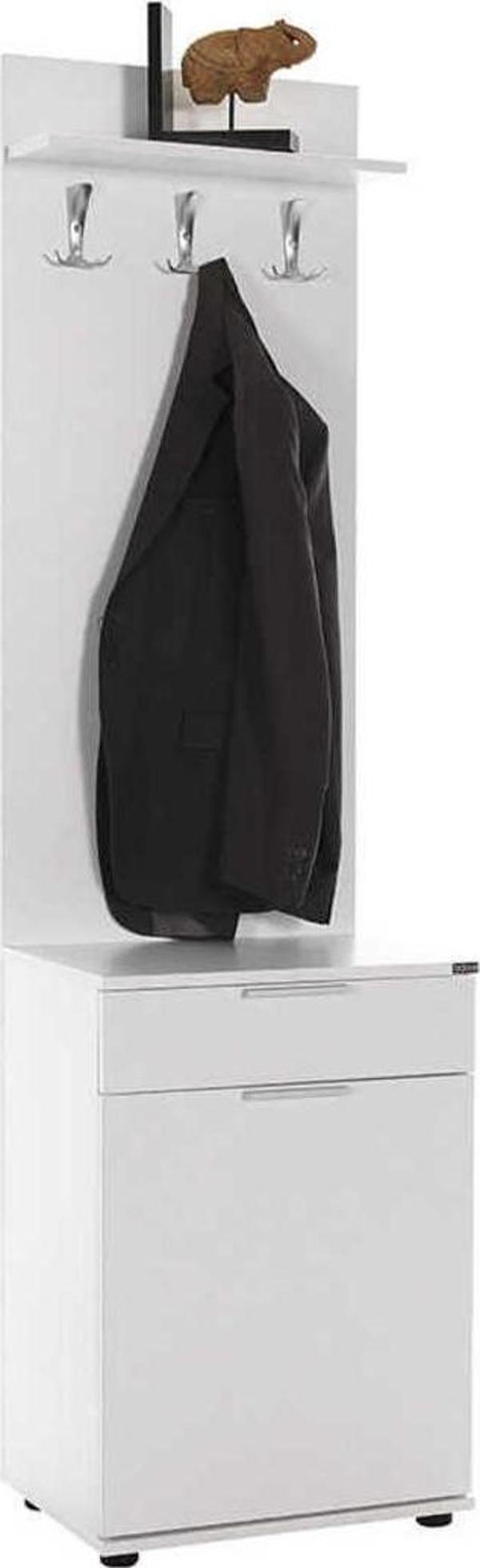 Adore Mobilya Porto Tek Kapaklı Çekmeceli Portmanto Ve Ayakkabılık-mat Beyaz 52x187x36 Cm (gxyxd) - Image 1