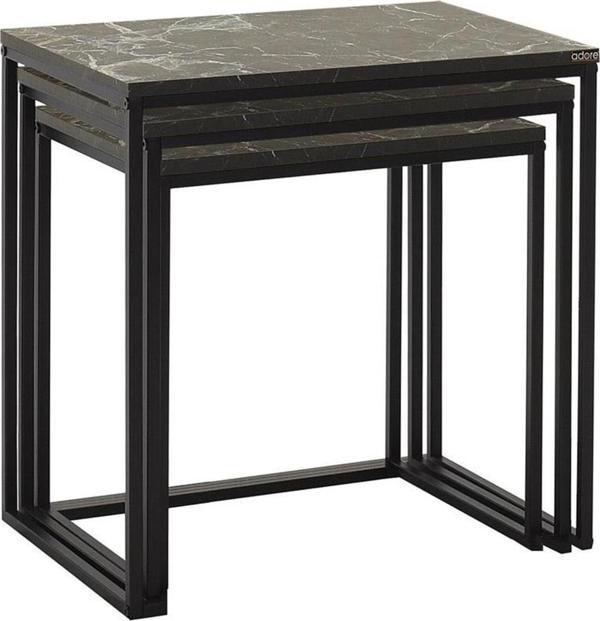 Adore Mobilya Profile 3'lü Zigon Sehpa - Mermer Desenli 55x57x40 Cm (gxyxd) - Image 1