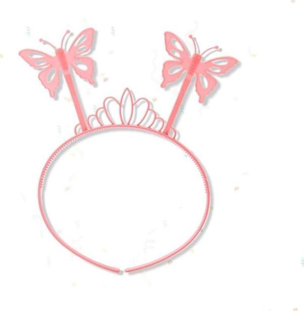 Nessiworld Toz Pembe Renk Kelebek Kanadı Tacı ve Sopası 50x37 cm - Image 1