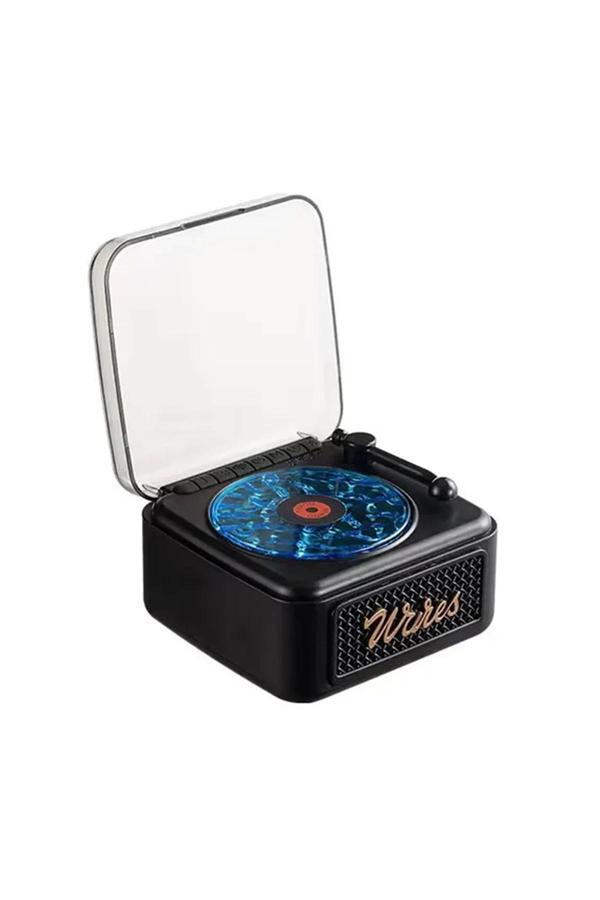 Nostalji Mini Plak Görünümlü Radyolu Bluetooth Hoparlör 3D Ses Dalgası Retro Müzik Plak - Image 1