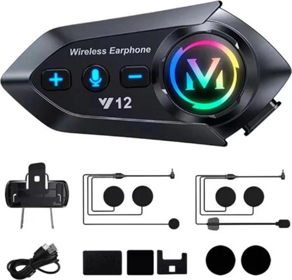 Y12  Motor Kask Kulaklık RGB Modlu Radyolu Motosiklet Kulaklık 5.3 Bluetooth Intercom - Image 1