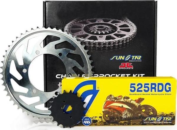 ZİNCİR DİŞLİ SETİ KAWASAKI Z 900 RS 900cc ZİNCİR: SS525RDG Çelik-114 ÖN-ARKA DİŞLİ: SUNSTAR 15T-44T 2023-2024 - Image 1