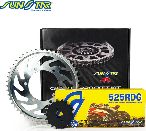 SUNSTAR ZİNCİR DİŞLİ SETİ KAWASAKI ZX-10R 1000cc ZİNCİR: 525RDG Çelik-112 ÖN DİŞLİ: 17T ARKA DİŞLİ: JT 39T 2011- - Image 1