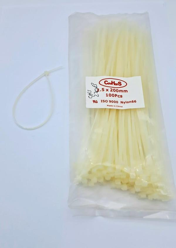 CIRT 2,5 MM X 200MM KABLO BAĞI İTHAL BEYAZ 1 PAKET = 100 ADET UNIVERSAL cc - Image 1