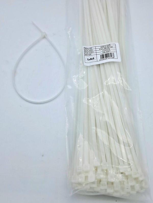 CIRT 4,8 MM X 400 MM KABLO BAĞI İTHAL BEYAZ 1 PAKET = 100 ADET UNIVERSAL cc - Image 1