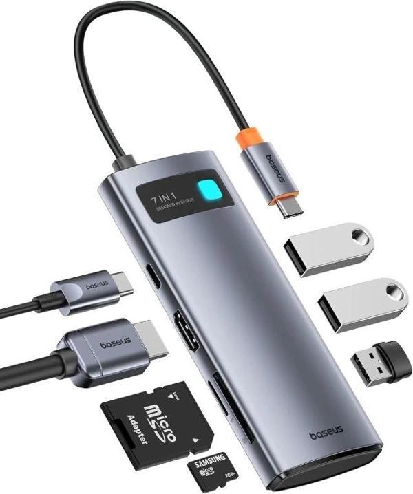 Baseus USB C HDMI Adaptörü 7'si 1 arada USB C Hub - Image 1