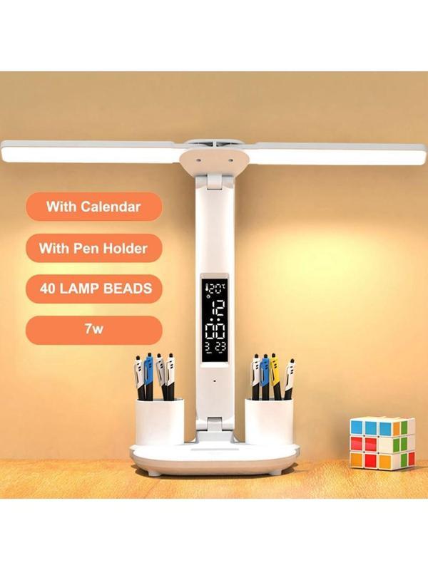 LED Masa Lambası USB Kısılabilir Dokunmatik Katlanabilir Masa Lambası Takvim Sıcaklık Saati Gece Lambası Çalışma Okuma - Image 1