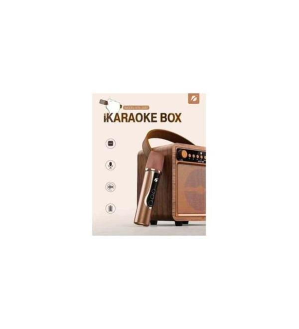 Ahşap Hoparlör Kablosuz Mikrofonlu Taşınabilir Karaoke Sistemi Party Box Eğlence Paketi - Image 1