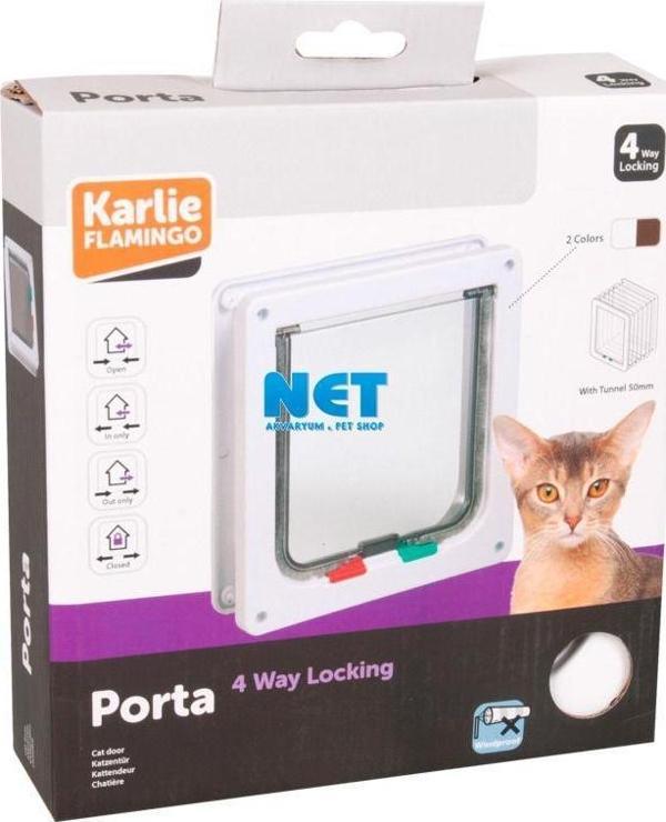 Karlie 4 Yön Kilitli Kedi Kapısı 19,2X20Cm Beyaz  - Image 1