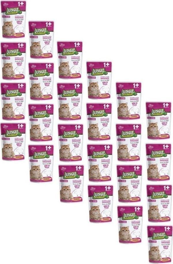 Jungle 24 Adet 100 gr Kısır Kedi Biftekli Jel Mama  - Image 1
