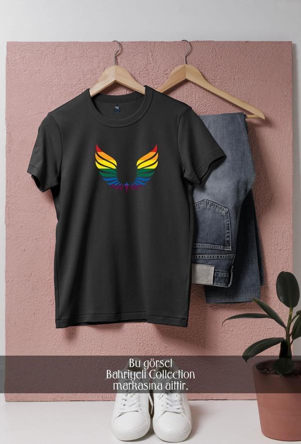 Oversize Wings Lgbt Colors  Tasarımlı Unisex T-Shirt - Image 1