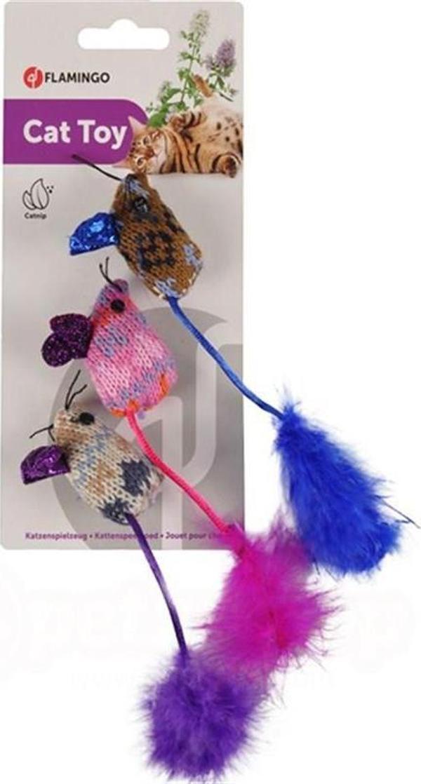 Flamingo Mohaire Tüylü Fare 3 lü Kedi Oyuncağı  - Image 1