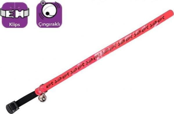 Karlie Kedi Boyun Tasması 30 cm Pembe Balık Desen Çıngıraklı - Image 1