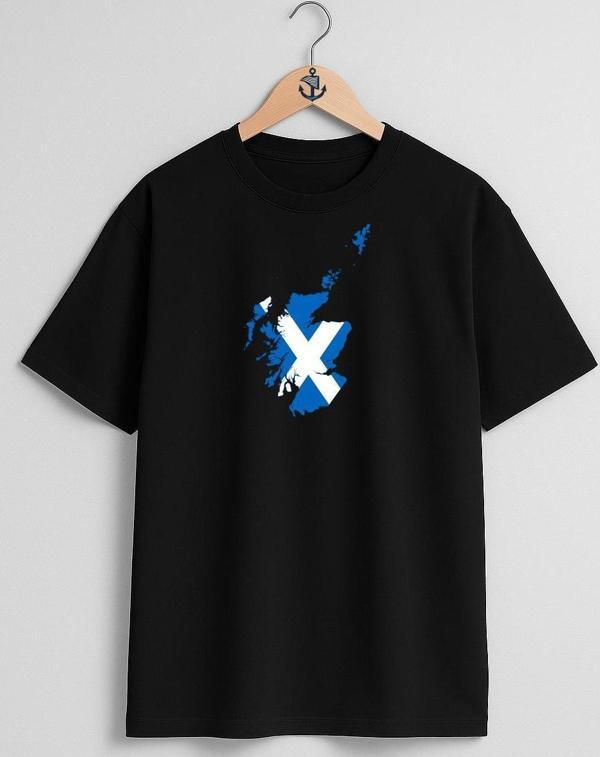 Oversize Scotland  İskoçya Bayrağı Göğüs Tasarımlı Unisex T-Shirt - Image 1