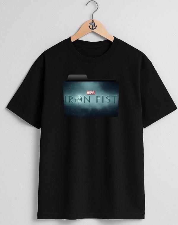 Oversize Iron Fist Göğüs Tasarımlı Unisex T-Shirt - Image 1