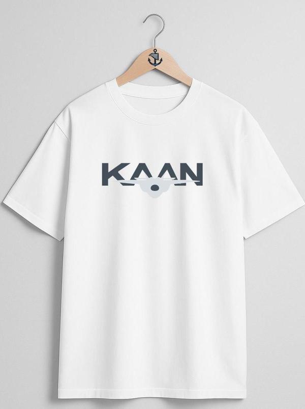 Oversize Tf-X Kaan 5.Nesil Savaş Uçağı Göğüs ve Sırt Tasarımlı Unisex T-Shirt - Image 1