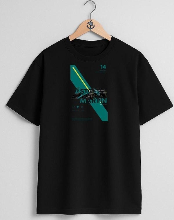 Oversize Aston Martin Fernando Alonso Göğüs Tasarımlı Unisex T-Shirt - Image 1