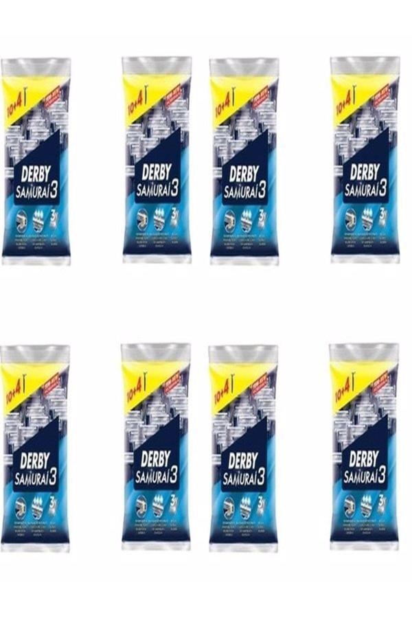 Derby Samurai 3 Tıraş Bıçağı 3 Bıçaklı 10+4 Paket X 8 Adet - Image 1