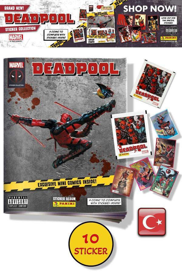Marvel Deadpool Çıkartma Albümü + Özel Mini Çizgi Roman | Panini Lisanslı Ürün ( 8 STICKER 2 KART) - Image 1