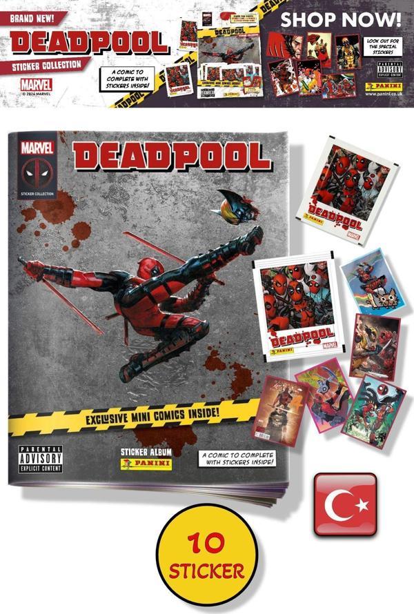 Marvel Deadpool Çıkartma Albümü + Özel Mini Çizgi Roman | Panini Lisanslı Ürün ( 8 STICKER 2 KART) - Image 1