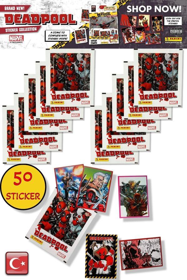 10 PAKET - Marvel Deadpool Çıkartma Paketi | Panini Lisanslı Ürün ( 50 STICKER ) - Image 1