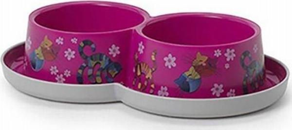 Moderna Trendy Friends Kedi Mama Su Kabı Fuşya 2x350 Ml - Image 1
