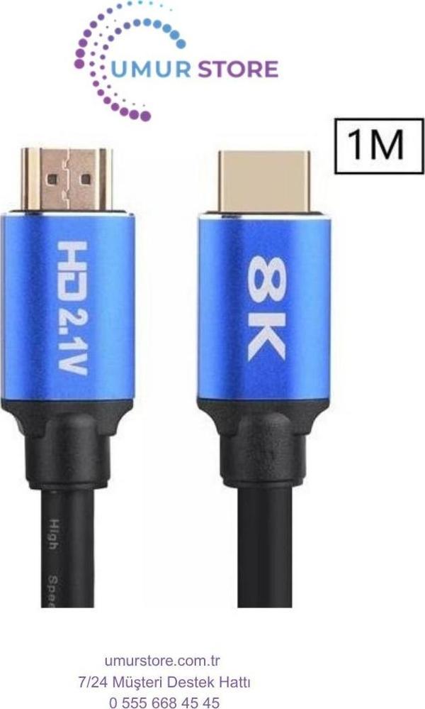 8k Ultra Hd 2.1V 48GBPS Altın Kaplama HDMI Kablo UHD 1 Metre - Image 1