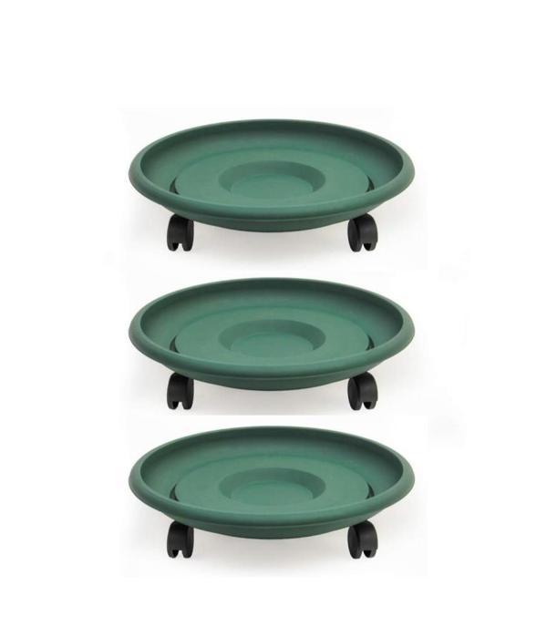 Omnipazar SO-TT02 Tekerlekli Saksı Tabağı No 2 Yeşil 3 Adet - Image 1