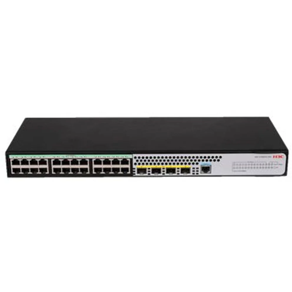 H3C S1850V2-28X-HPWR, 24 Port, GigaBit, PoE 370W, L2, 1 Port GigaBit Uplink, 4 Port 10GigaBit SFP, Web Yönetilebilir, Ma - Image 1