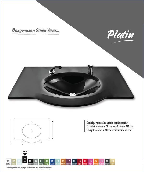 Cam Lavabo Platin Modeli 80x56 cm - Image 1