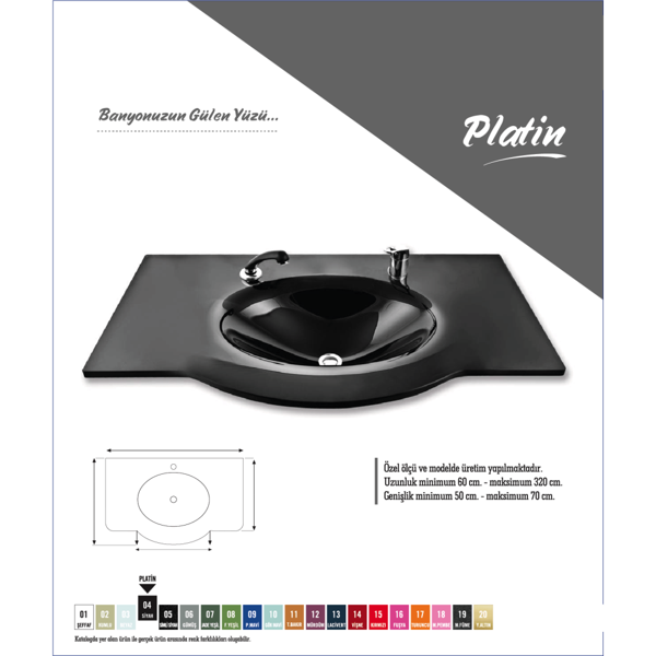 Cam Lavabo Platin Modeli 90x56 cm - Image 1