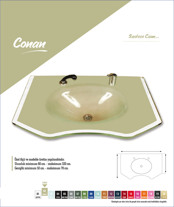 Cam Lavabo Conan Modeli 80x56 cm - Image 1