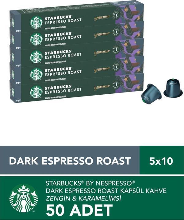 Starbucks By Nespresso Dark Espresso Roast Kapsül Kahve 5 X 10 adet  - Image 1
