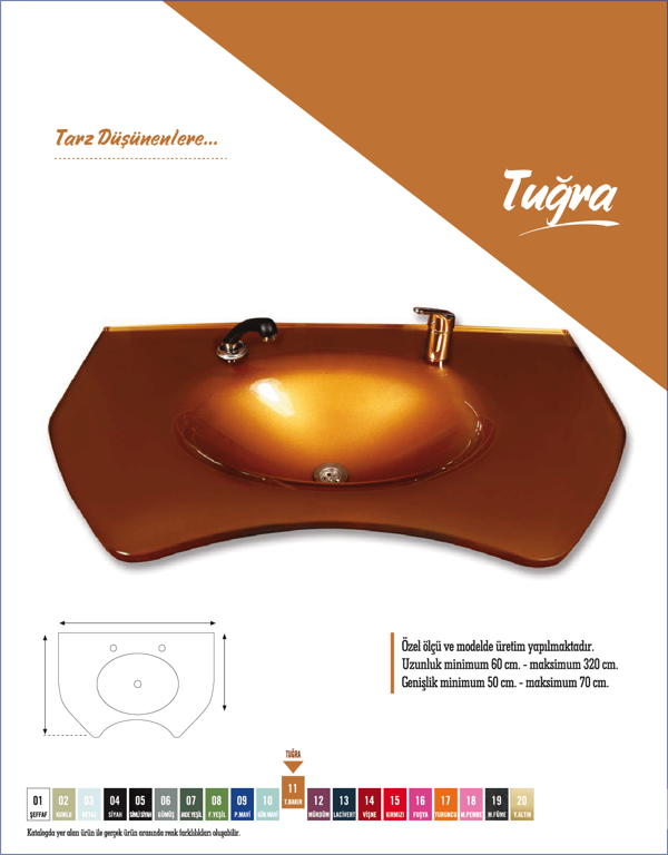 Cam Lavabo Tugra Modeli 80x56 cm - Image 1