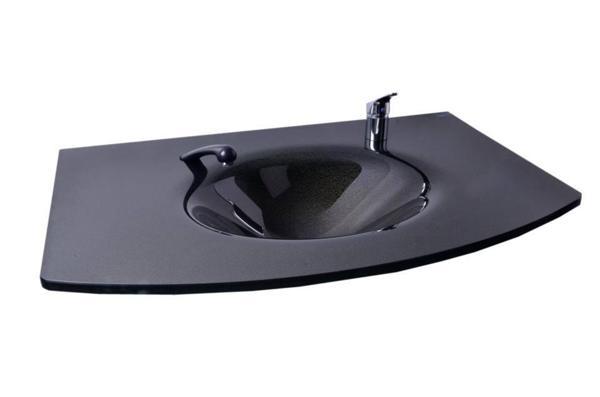 Kuaför Cam Lavabo 12 mm 100 x 56 cm Siyah K212 - Image 1