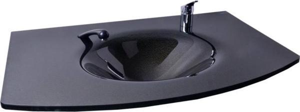 Kuaför Cam Lavabo 12 mm 100 x 56 cm Siyah K212 - Image 1