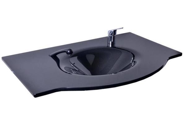 Kuaför Cam Lavabo 12 mm 100 x 56 cm Siyah K213 - Image 1