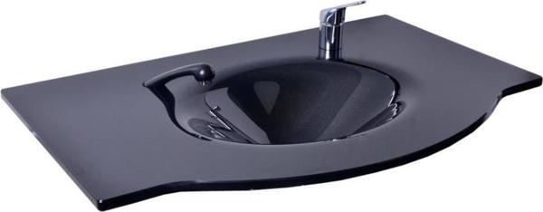 Kuaför Cam Lavabo 12 mm 100 x 56 cm Siyah K213 - Image 1