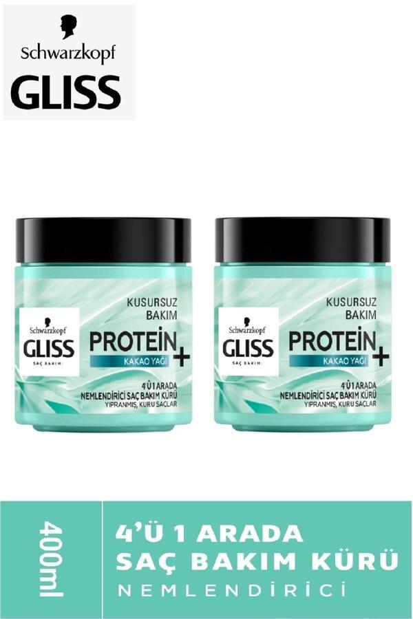 Gliss Nemlendirici Proteın + Kakao Yaği 4 Ü 1 Arada Saç Bakım Kremi 400 Ml X 2 Adet - Image 1